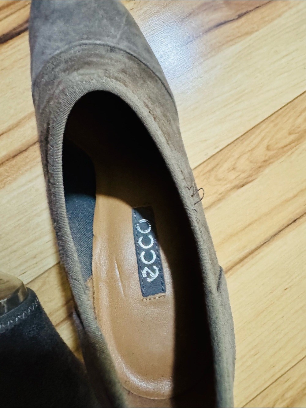 Ecco Two-Tone Gray Suede Pointed Toe Ankle Booties - Picture 5 of 5